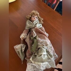 Amazon Elegant Victorian Doll with Green and Cream Dress